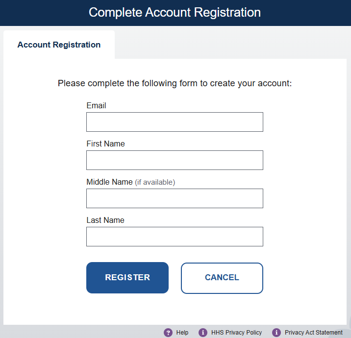 Complete Account Registration page for FIDO