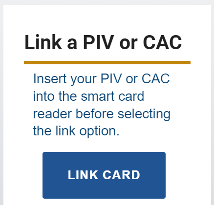 Link a PIV or CAC section - Link Card button