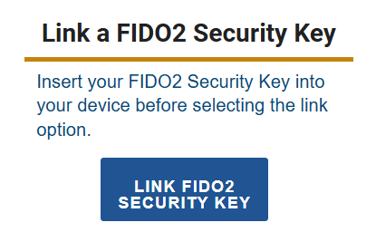 Link a FIDO2 Token section-Link FIDO button