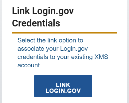 Link Login.gov Credentials section - Link Login.gov button