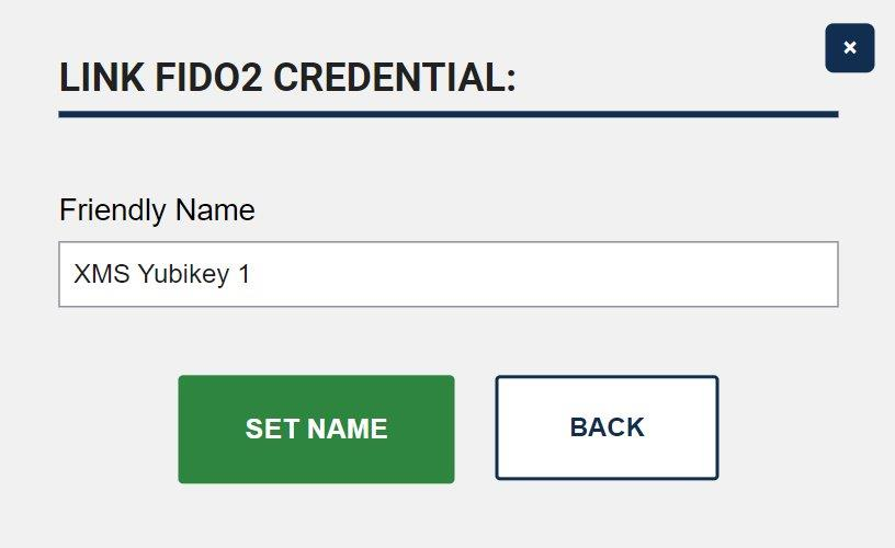 FIDO Friendly Name entry