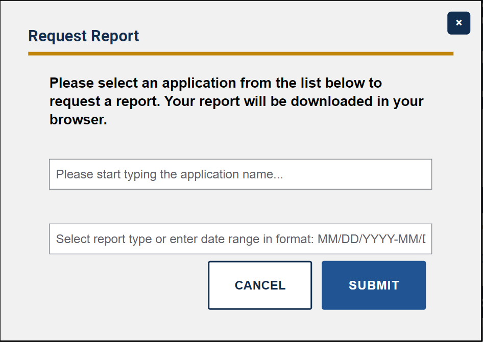 Generate Report Pop-Up
