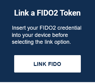 Link a FIDO2 Token section - Link FIDO button