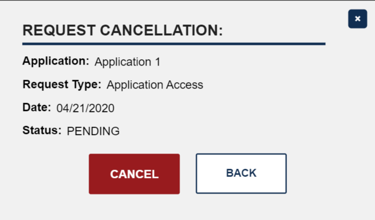 Request Cancellation pop-up window